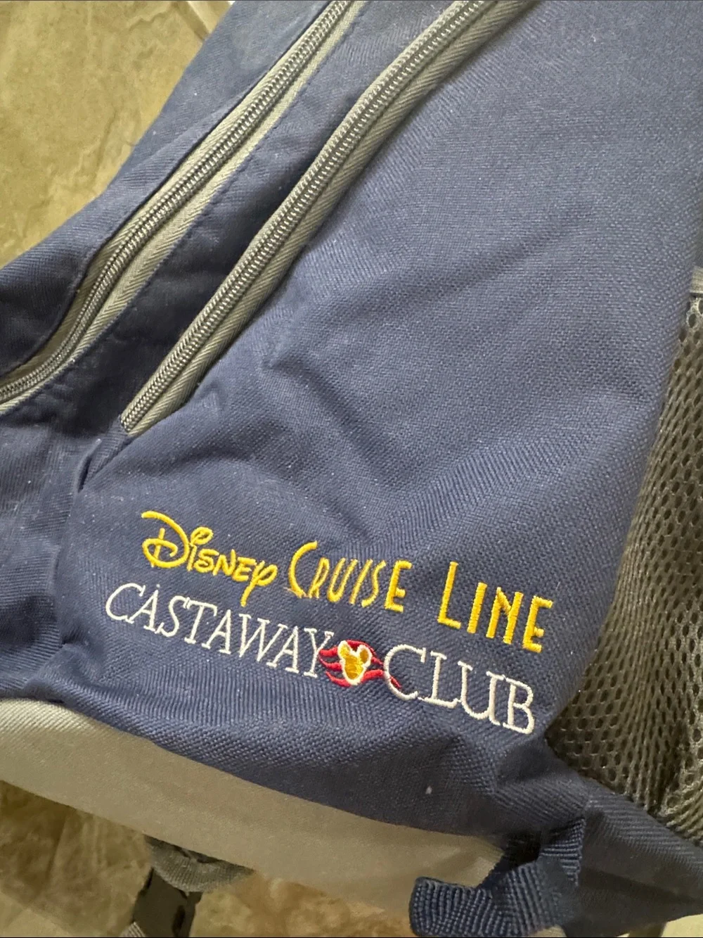 Disney Castaway Club Navy and Gray Sling Backpack